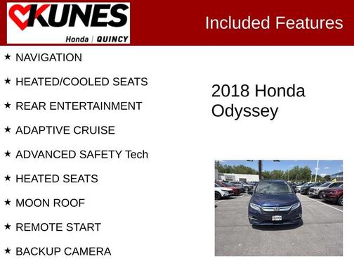 Blue 2018 Honda Odyssey Elite