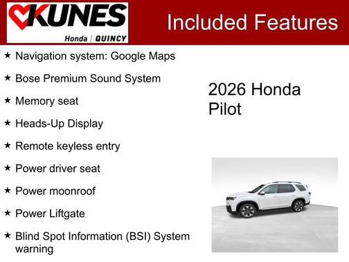 Platinum White 2026 Honda Pilot Elite