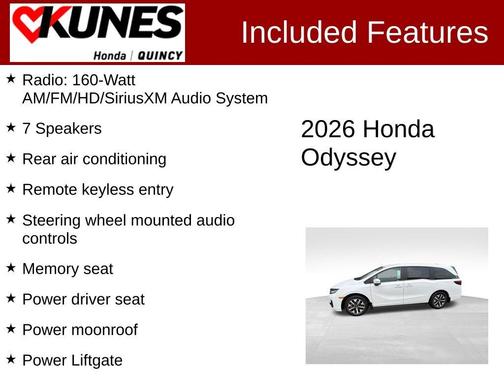 Platinum White Pearl 2026 Honda Odyssey EX-L
