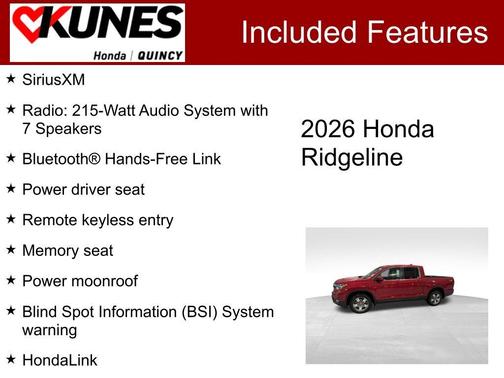 Radiant Red Metallic II 2026 Honda Ridgeline RTL