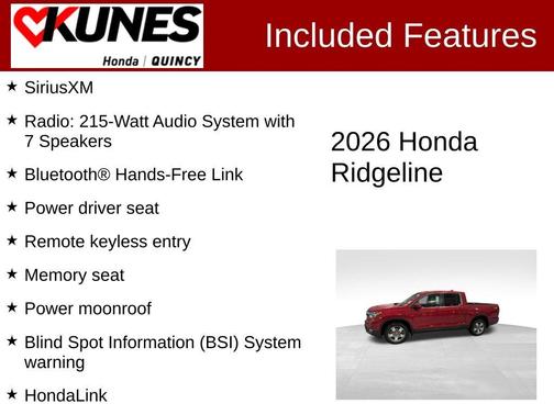 Radiant Red Metallic II 2026 Honda Ridgeline RTL