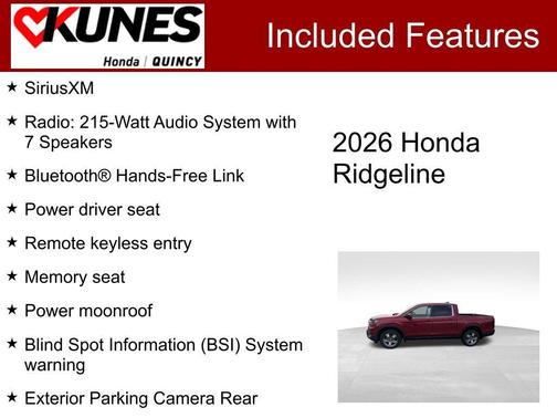Radiant Red Metallic II 2026 Honda Ridgeline RTL