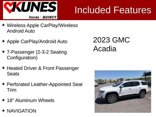 Summit White 2023 GMC Acadia SLT