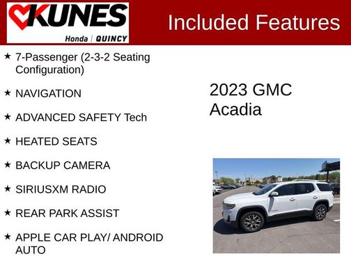 Summit White 2023 GMC Acadia SLT