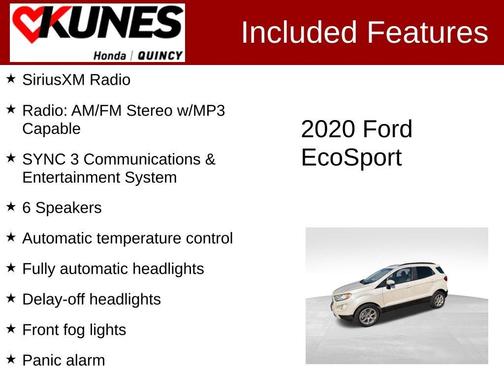 White Platinum 2020 Ford EcoSport SE