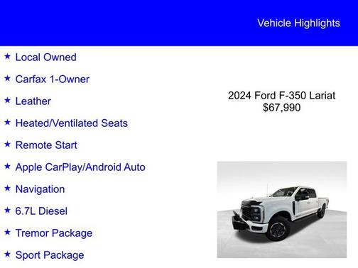 STAR WHITE 2024 Ford F-350 LARIAT SUPER DUTY