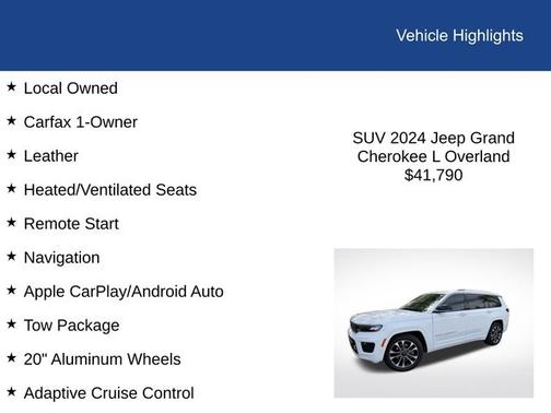 Bright White Clearcoat 2024 Jeep Grand Cherokee OVERLAND