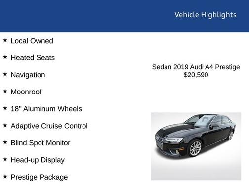 Mythos Black Metallic 2019 Audi A4 2.0T QUATTRO PREMIUM