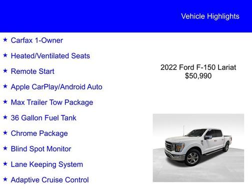 OXFORD WHITE 2022 Ford F-150 LARIAT