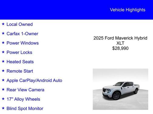 SPACE WHITE METALLIC 2025 Ford Maverick XLT
