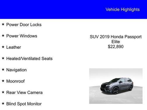 2019 Honda Passport ELITE