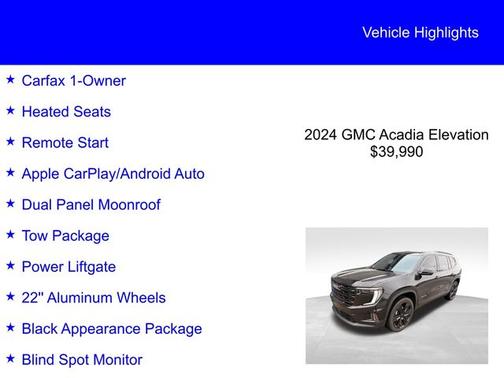 Ebony Twilight Metallic 2024 GMC Acadia ELEVATION