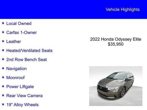 2022 Honda Odyssey ELITE