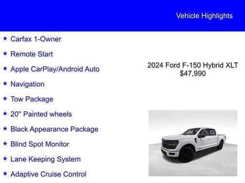 OXFORD WHITE 2024 Ford F-150 XLT