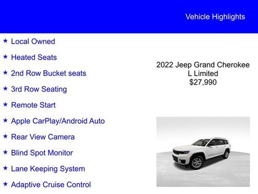 Bright White Clearcoat 2022 Jeep Grand Cherokee LIMITED