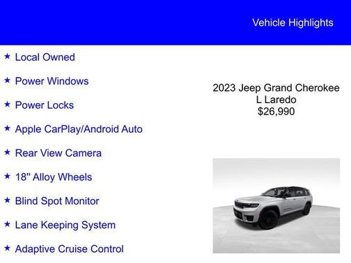 Silver Zynith 2023 Jeep Grand Cherokee LAREDO