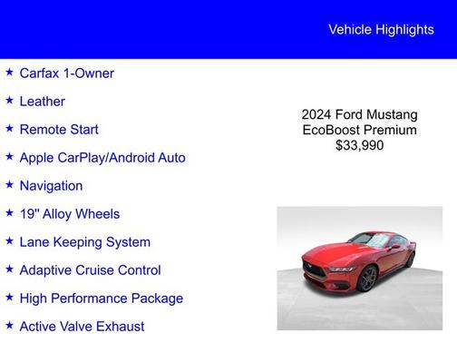 RAPID RED MET TINTED CC 2024 Ford Mustang ECOBOOST PREMIUM
