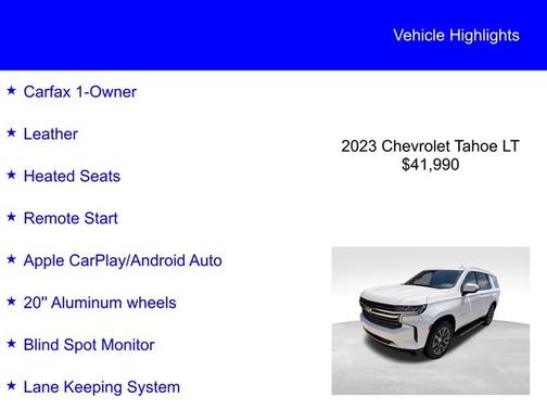 Summit White 2023 Chevrolet Tahoe LT