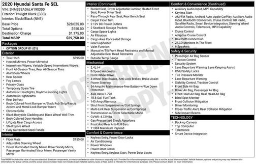 2020 Hyundai SANTA FE SEL 2.4