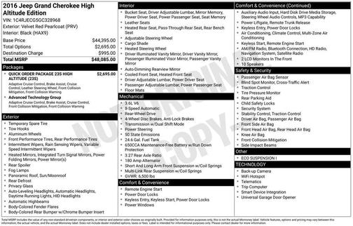 2016 Jeep Grand Cherokee High Altitude