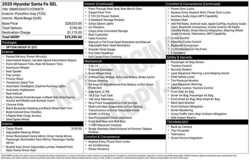 2020 Hyundai SANTA FE SEL 2.4