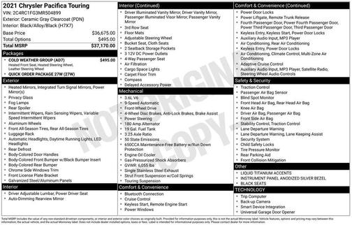 2021 Chrysler Pacifica Touring