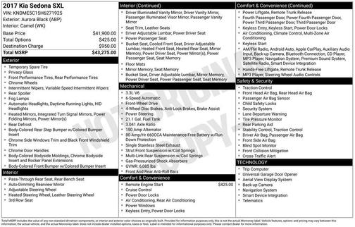 2017 Kia Sedona SX-L