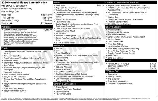 2020 Hyundai ELANTRA Limited