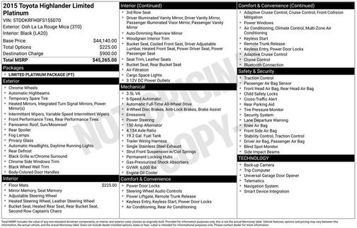 2015 Toyota Highlander Limited Platinum