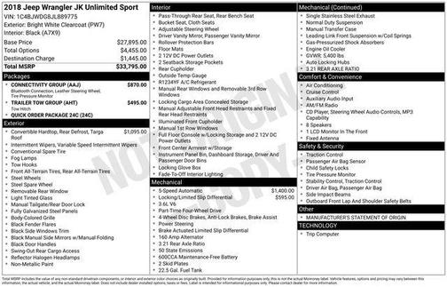 2018 Jeep Wrangler JK Unlimited Sport