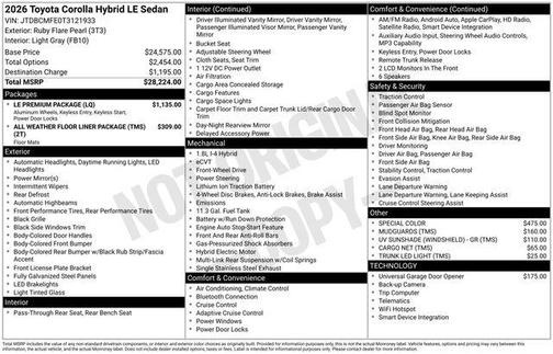 2026 Toyota Corolla Hybrid LE