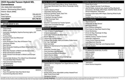 2025 Hyundai TUCSON Hybrid SEL Convenience