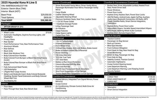 2025 Hyundai KONA N Line S