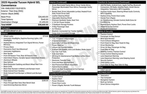 2025 Hyundai TUCSON Hybrid SEL Convenience