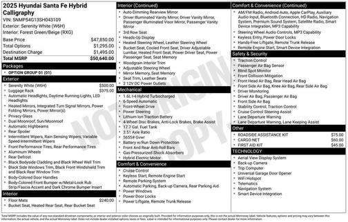 2025 Hyundai SANTA FE HEV Calligraphy