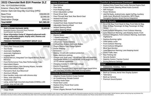 2022 Chevrolet Bolt EUV FWD Premier