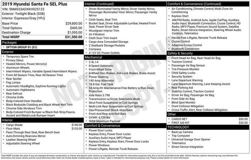 2019 Hyundai SANTA FE SEL Plus 2.4