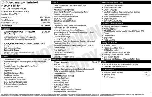 2015 Jeep Wrangler Unlimited Freedom Edition