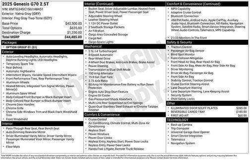 2025 Genesis G70 2.5T RWD
