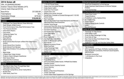 Silver 2014 Scion xB Base