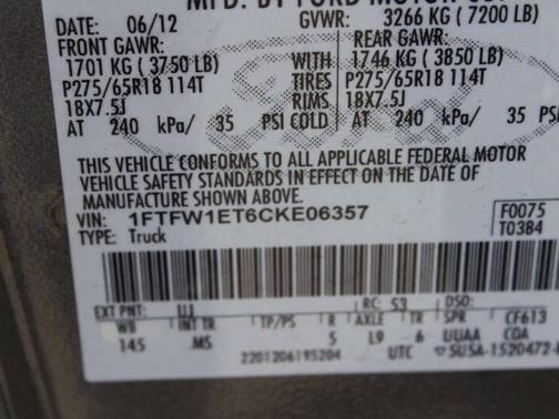 Sterling Gray Metallic 2012 Ford F-150 4WD SuperCrew 145" XLT