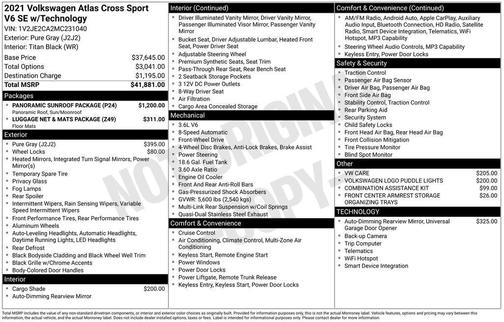 2021 Volkswagen Atlas Cross Sport 3.6L V6 SE w/Technology