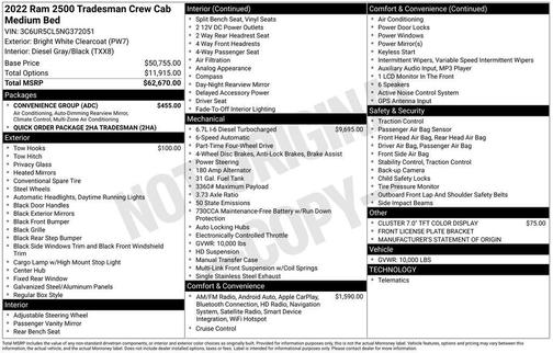 2022 RAM 2500 Tradesman Crew Cab 4x4 6'4' Box