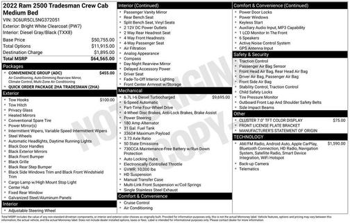 2022 RAM 2500 Tradesman Crew Cab 4x4 6'4' Box