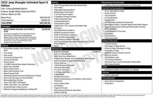 2022 Jeep Wrangler Unlimited Sport