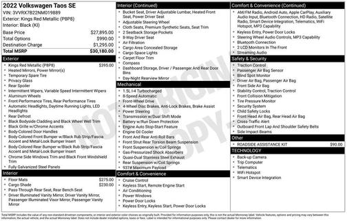 2022 Volkswagen Taos 1.5T SE