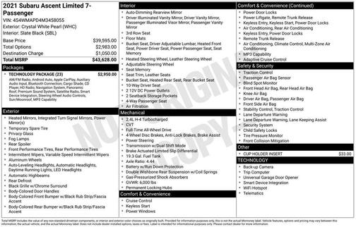 2021 Subaru Ascent Limited 7-Passenger