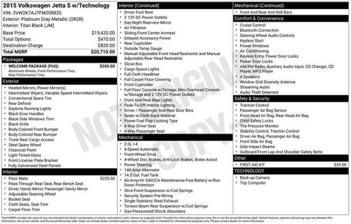 2015 Volkswagen Jetta Auto S w/Technology