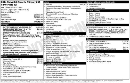 2014 Chevrolet Corvette Stingray Z51