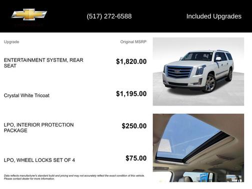 Crystal White Tri-Coat 2017 Cadillac Escalade ESV Luxury